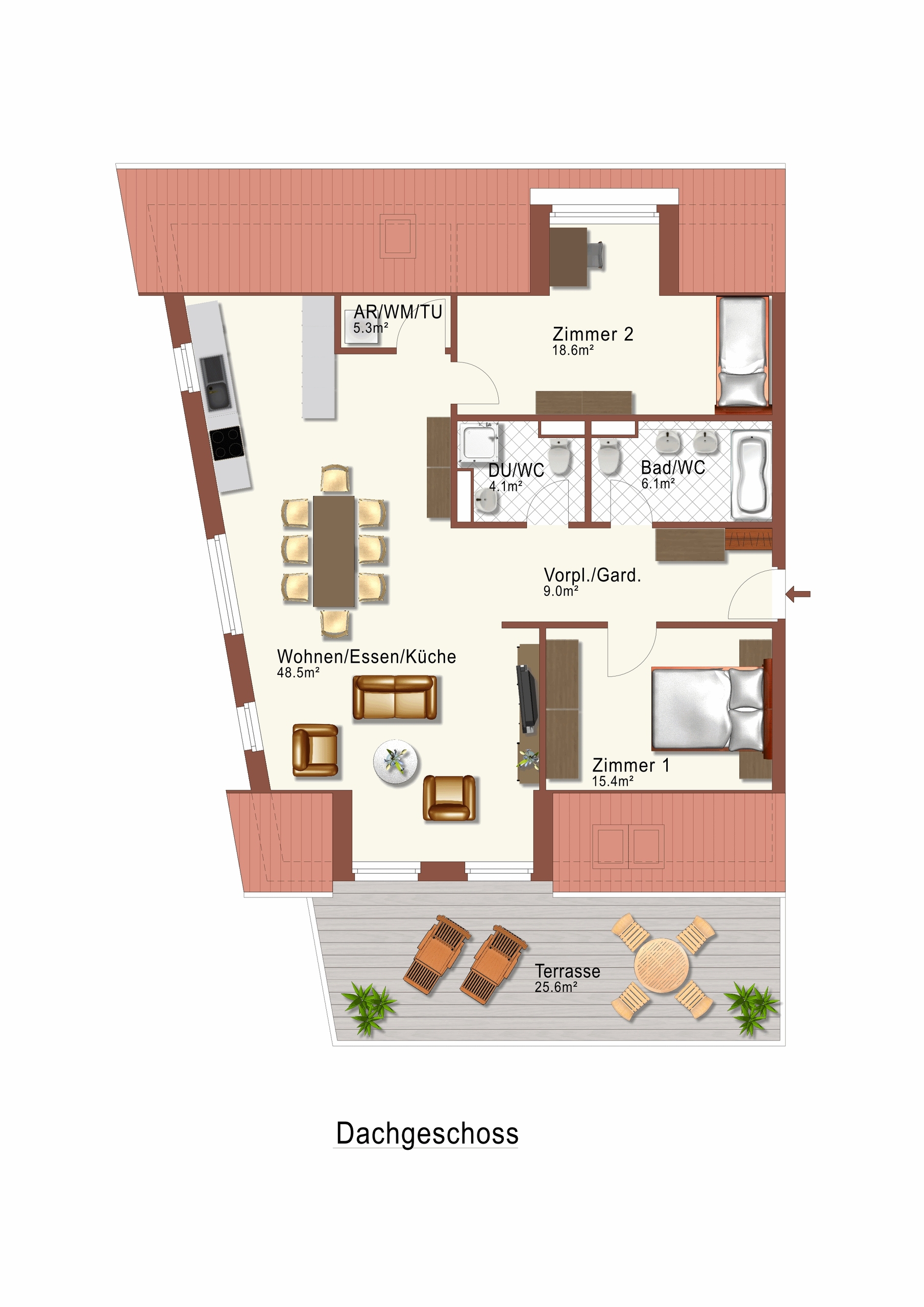 Grundriss Attika-Dachwohnung Grundriss Attika-Dachwohnung