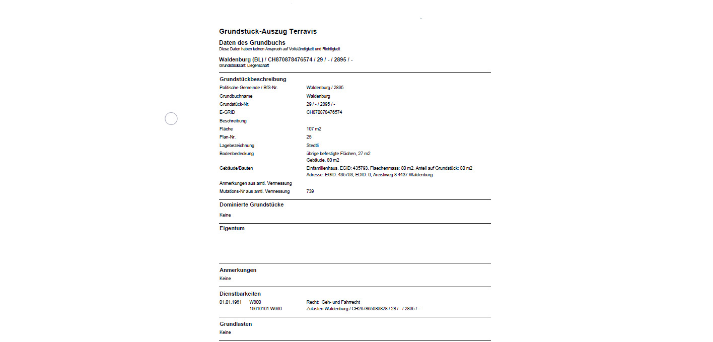 Grundbuchauszug Grundbuchauszug