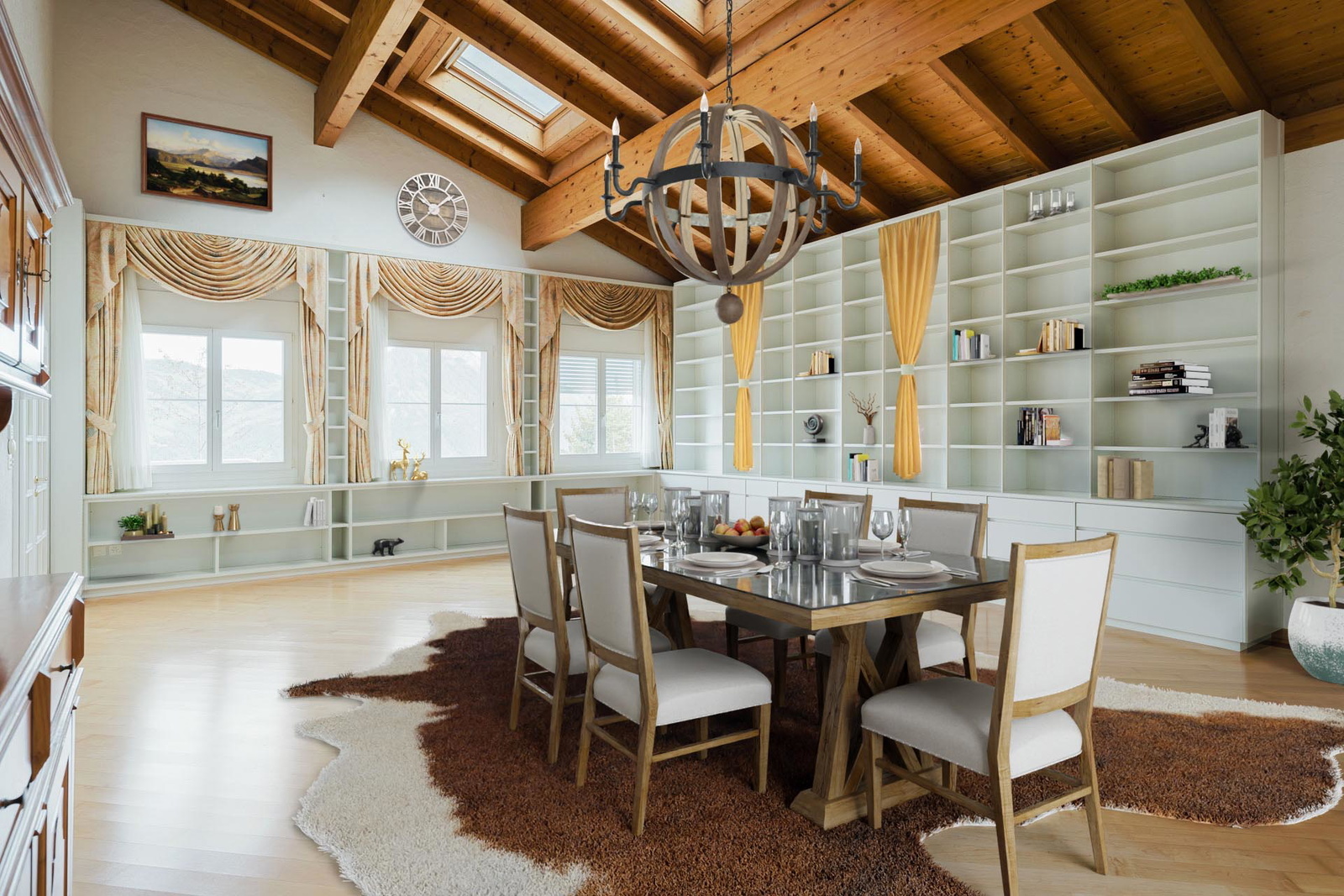 Grosser Bankettraum mit Bibliothek