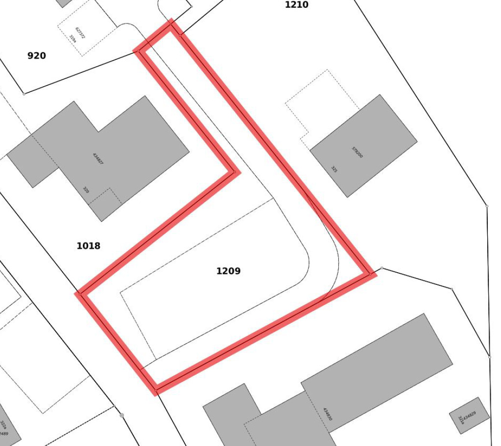 Parzelle 1209 mit 741m2 (heute Parkplatz/Bauland)