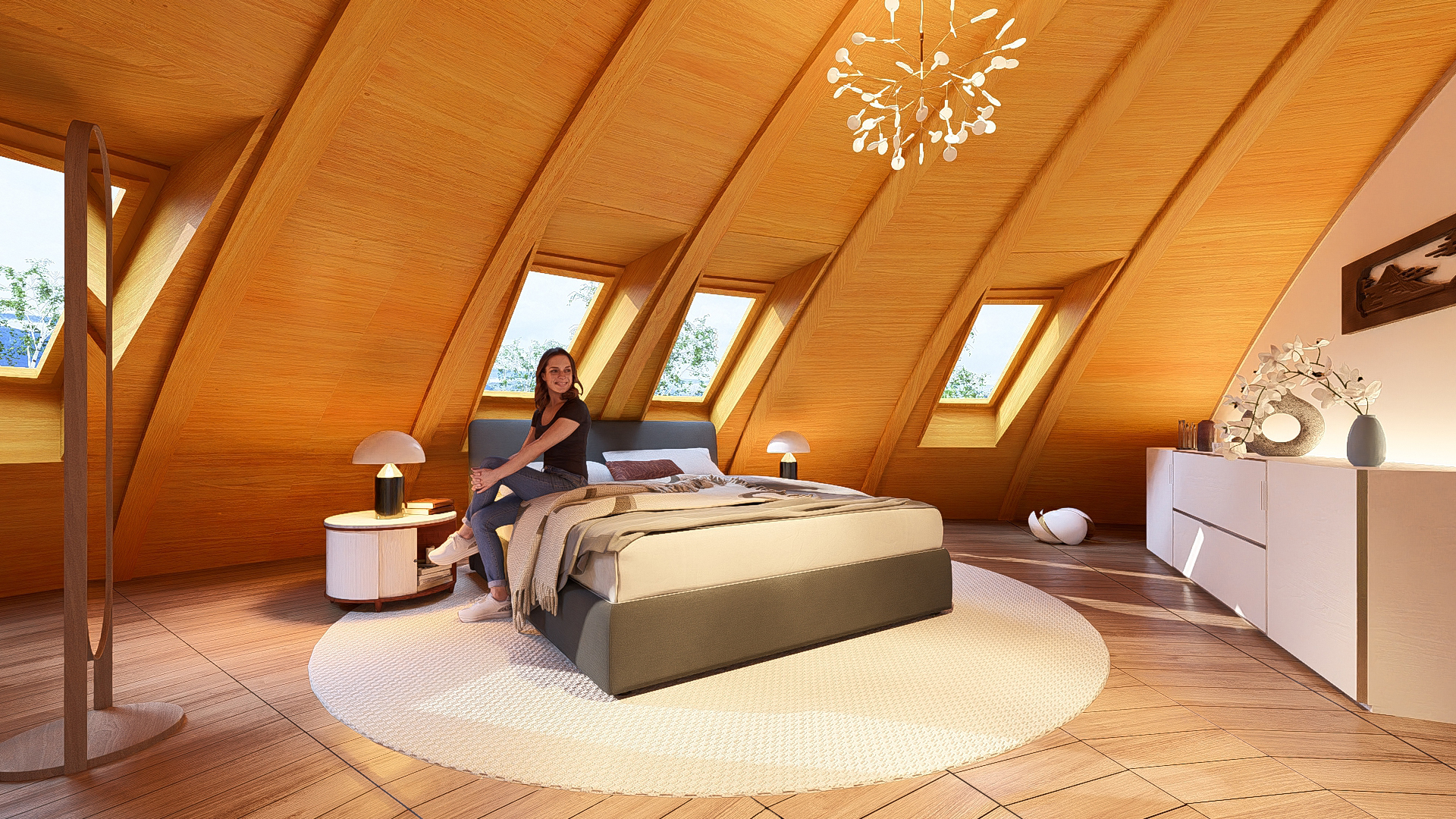 Projet immobilier à Villarimboud avec 2 maisons Domespace à vendre : une chambre à coucher à l'étage.