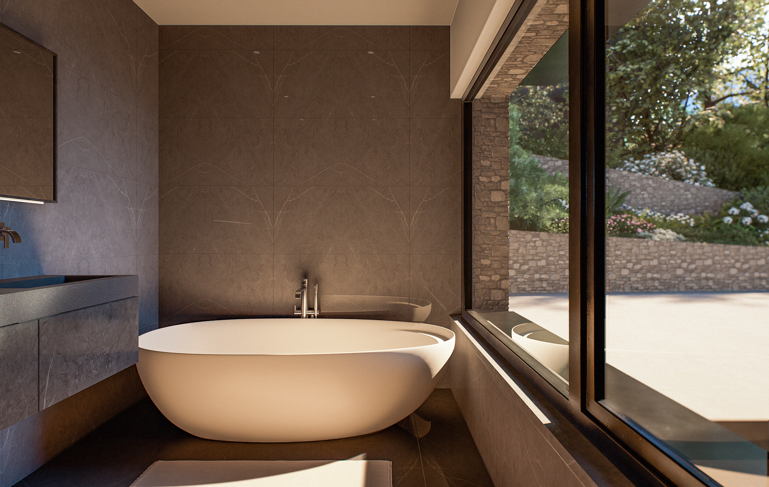 Badezimmer in der Suite im Erdgeschoss