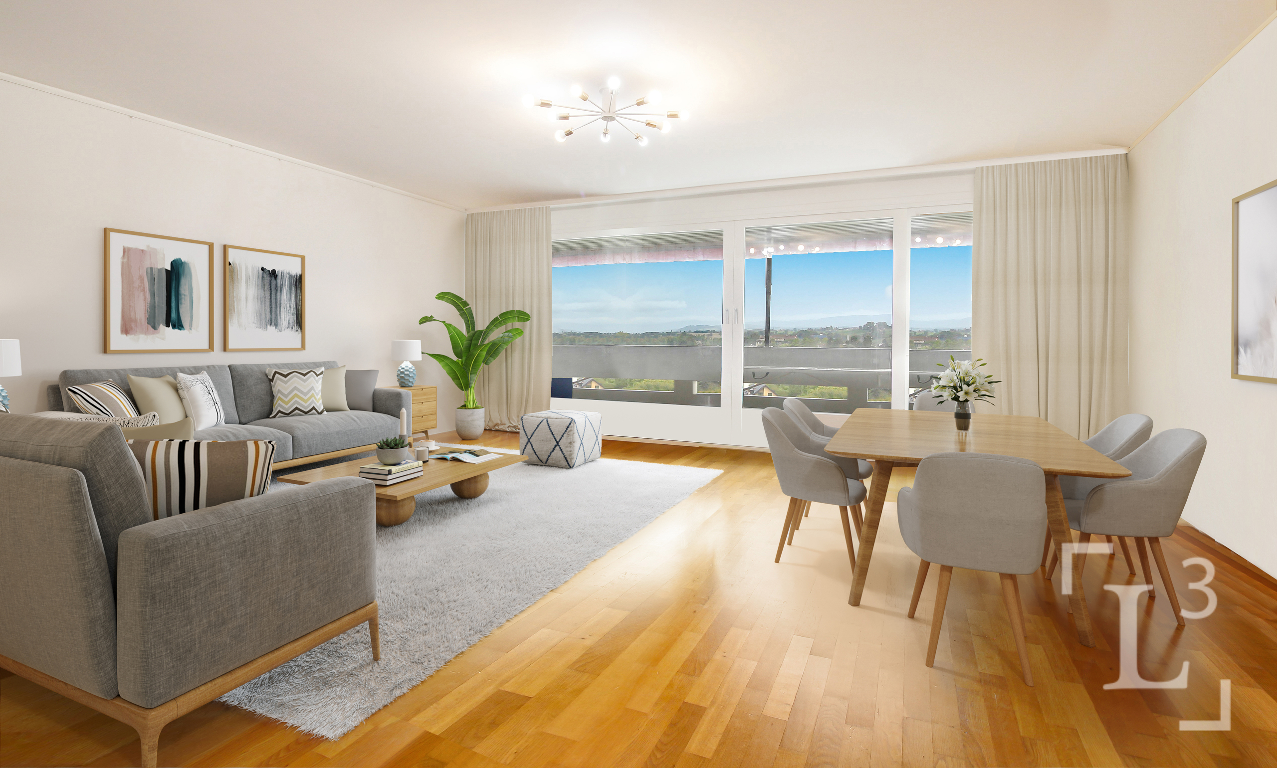 Home staging : Séjour/salle à manger avec cheminée Home staging : Séjour/salle à manger avec cheminée