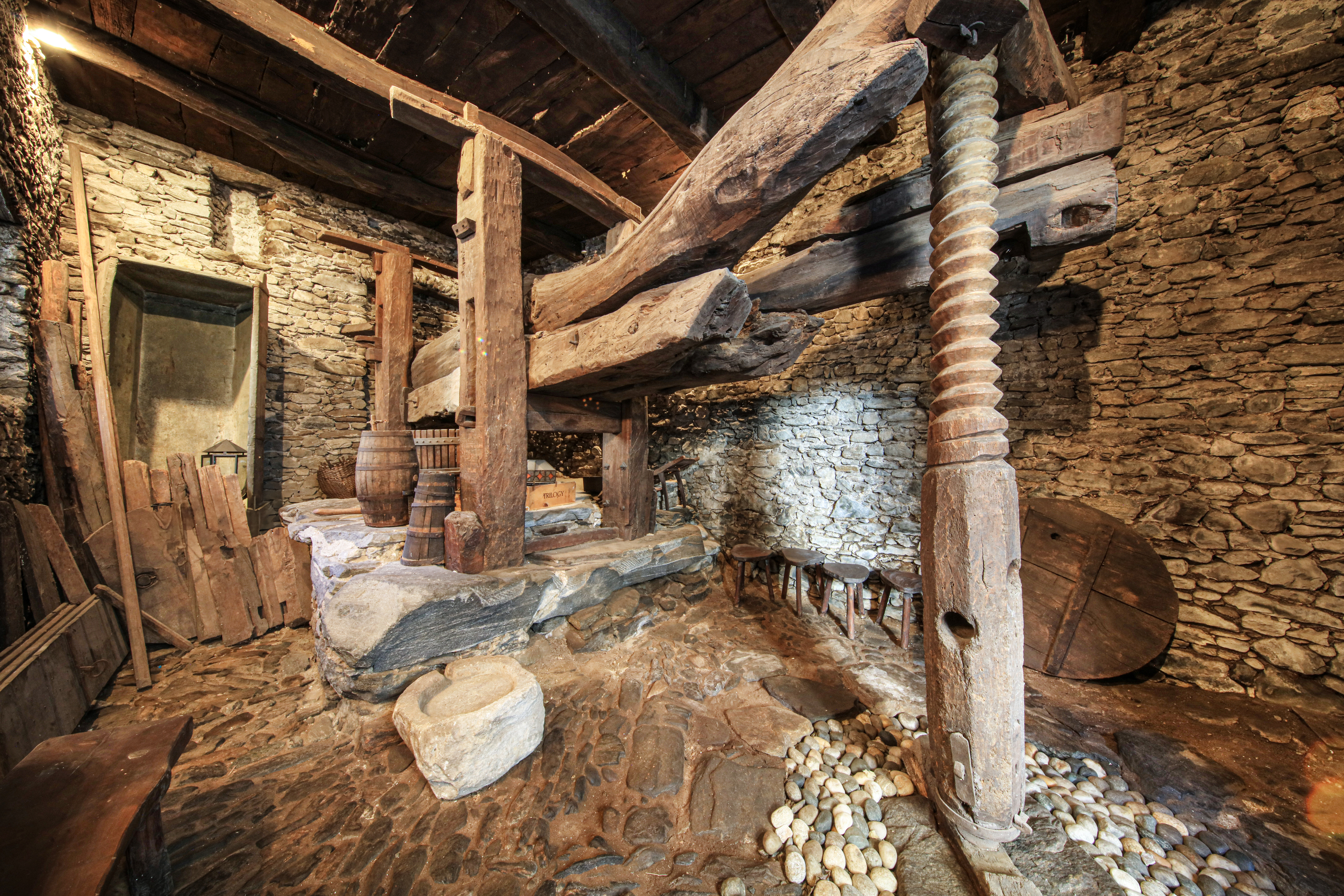 Trotte mit Weinpresse