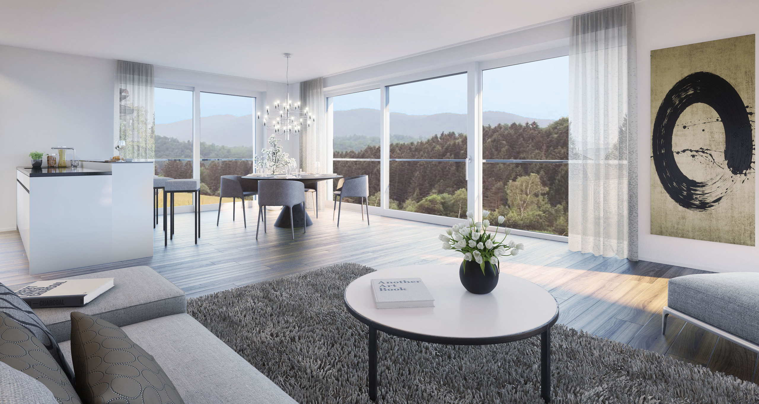 Das luxuriöse 5.5 Zimmer Maisonette-Penthouse mit Panoramablick.