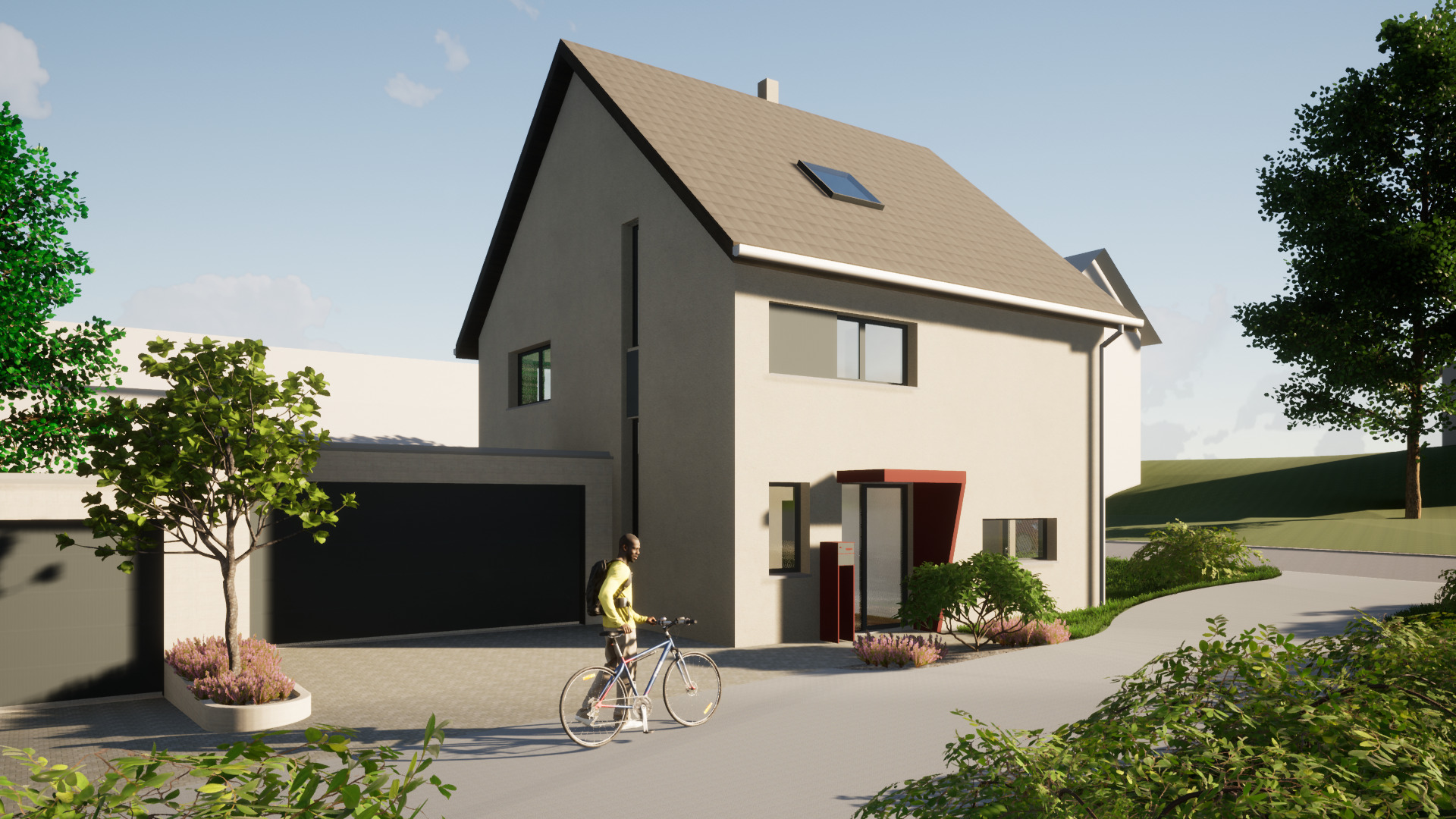 Haus 1 Eingang mit Doppelgarage Haus 1 Eingang mit Doppelgarage