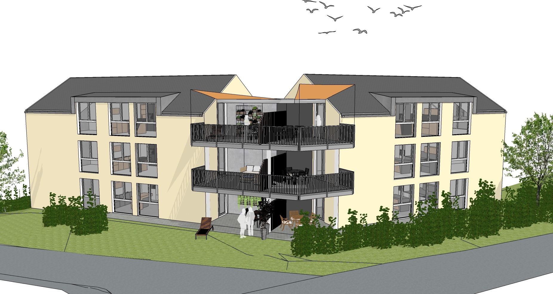 vue Sud - terrasses et balcons vue Sud - terrasses et balcons