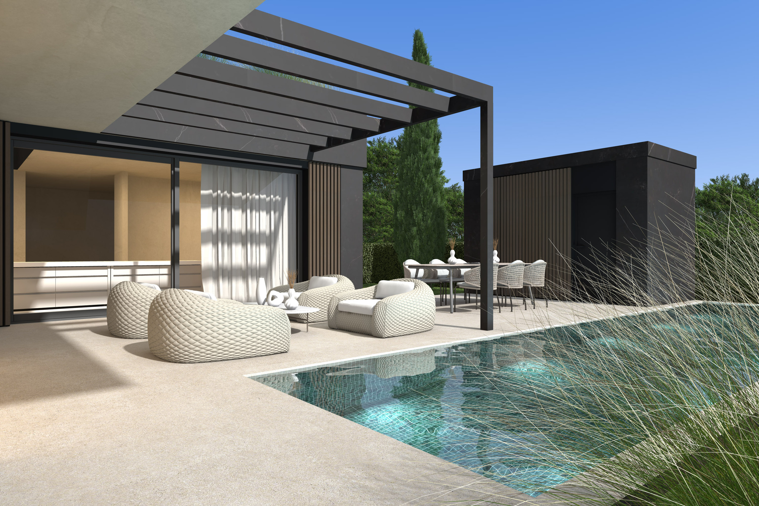 Terrasse - Pergola et piscine