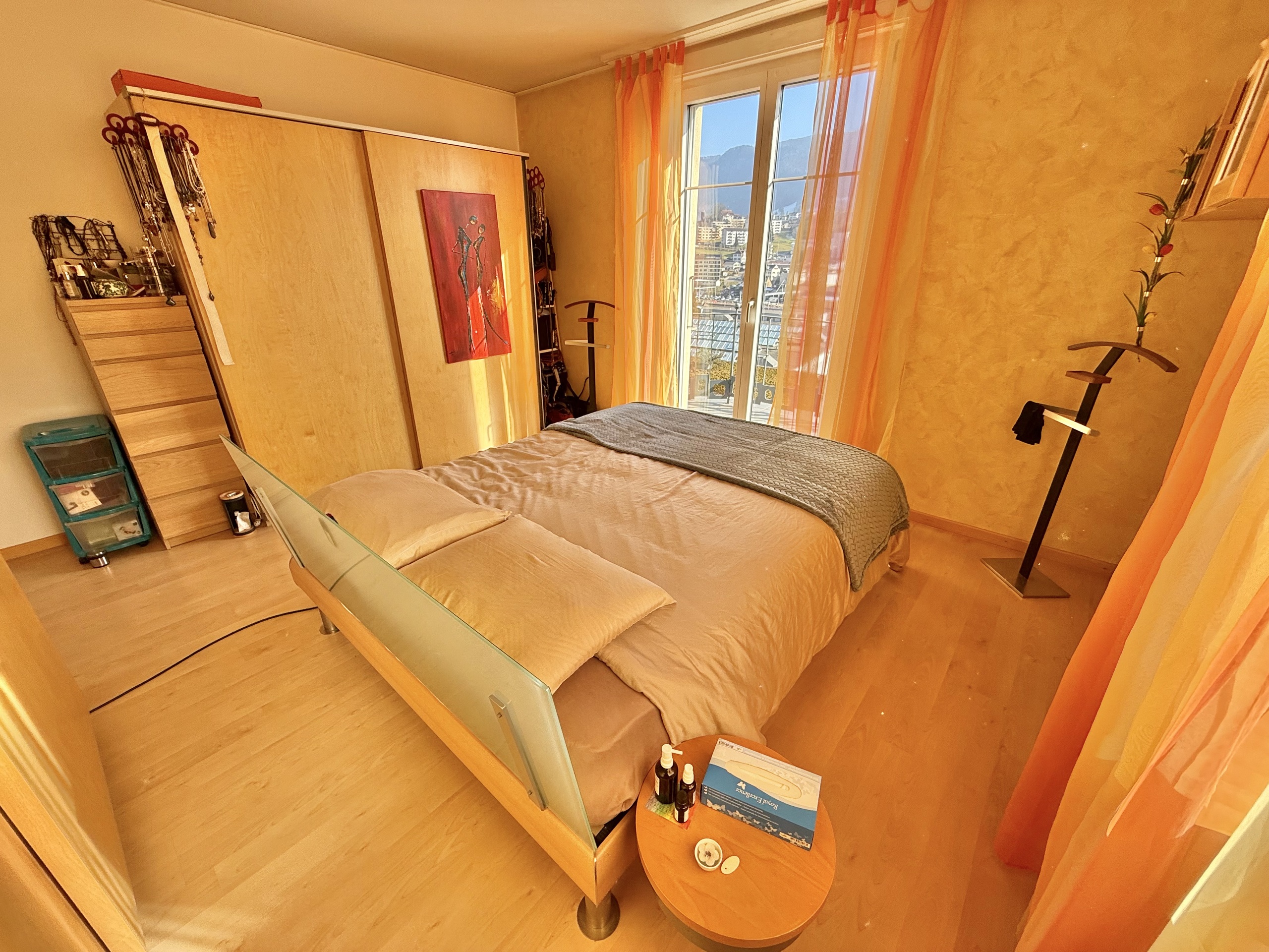 master bedroom with SOUTH-facing balcony