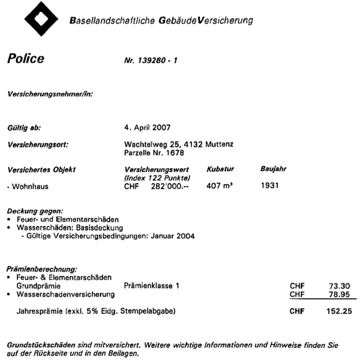 Gebäudeversicherung Wohnhaus