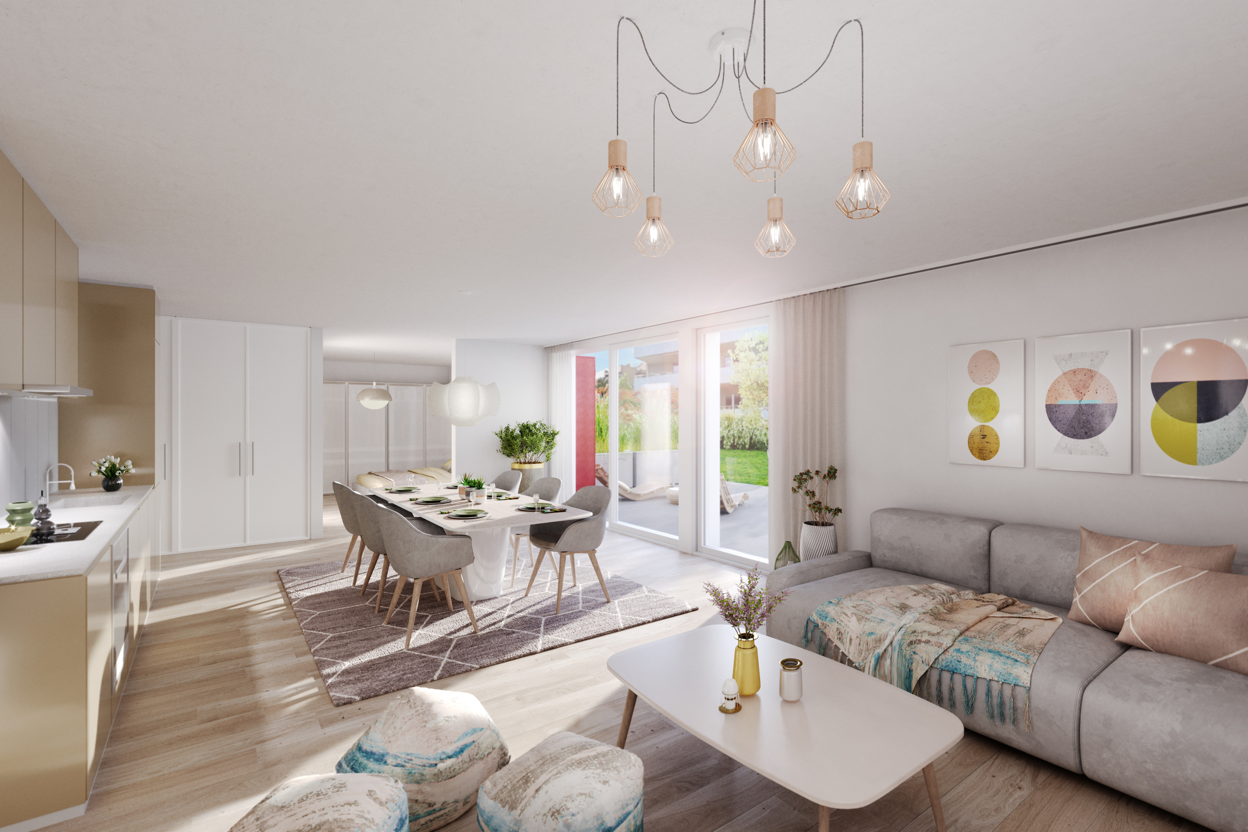 Séjour - cuisine - accès jardin