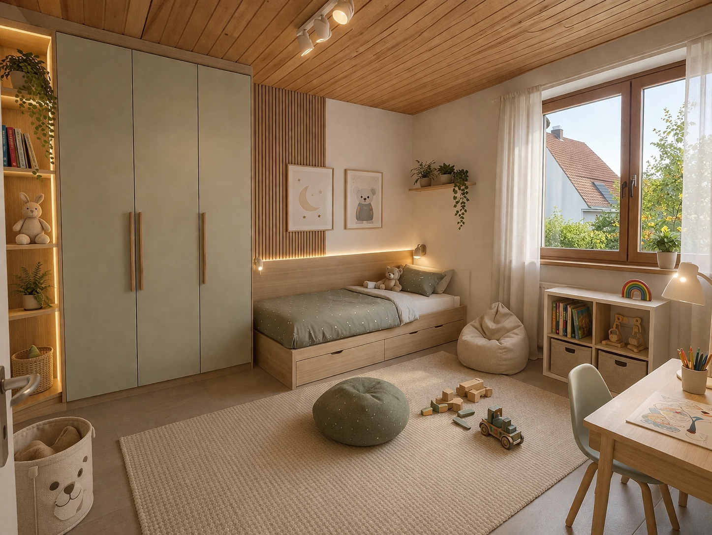 Visualisation de la chambre d'enfant à l'étage supérieur