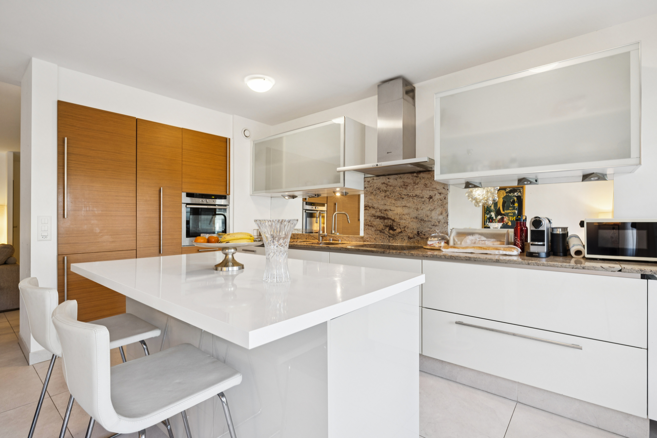 Large, open, fully-equipped kitchen with island