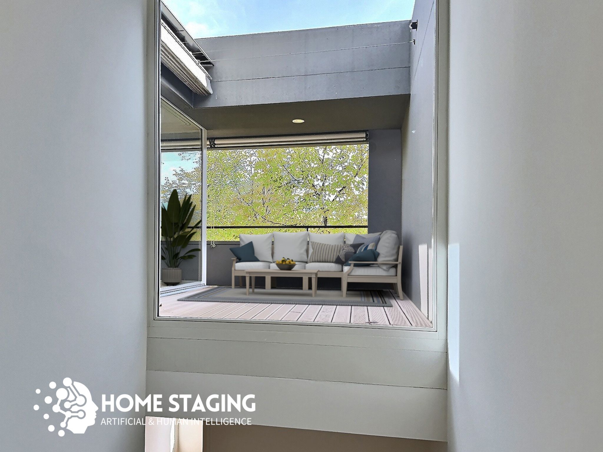 Terrasse abritée vue de la salle à manger