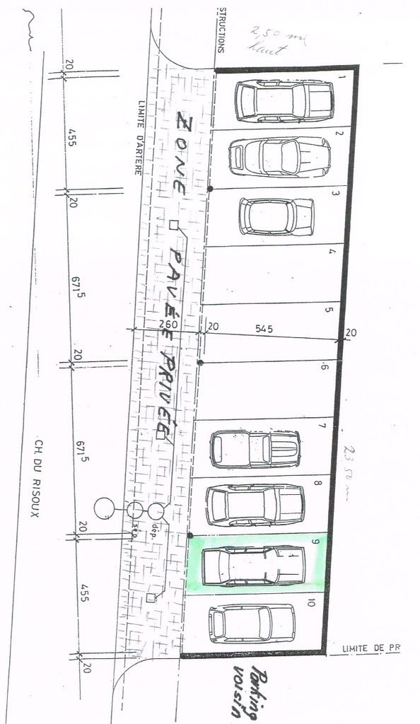Plan place de parking couverte
