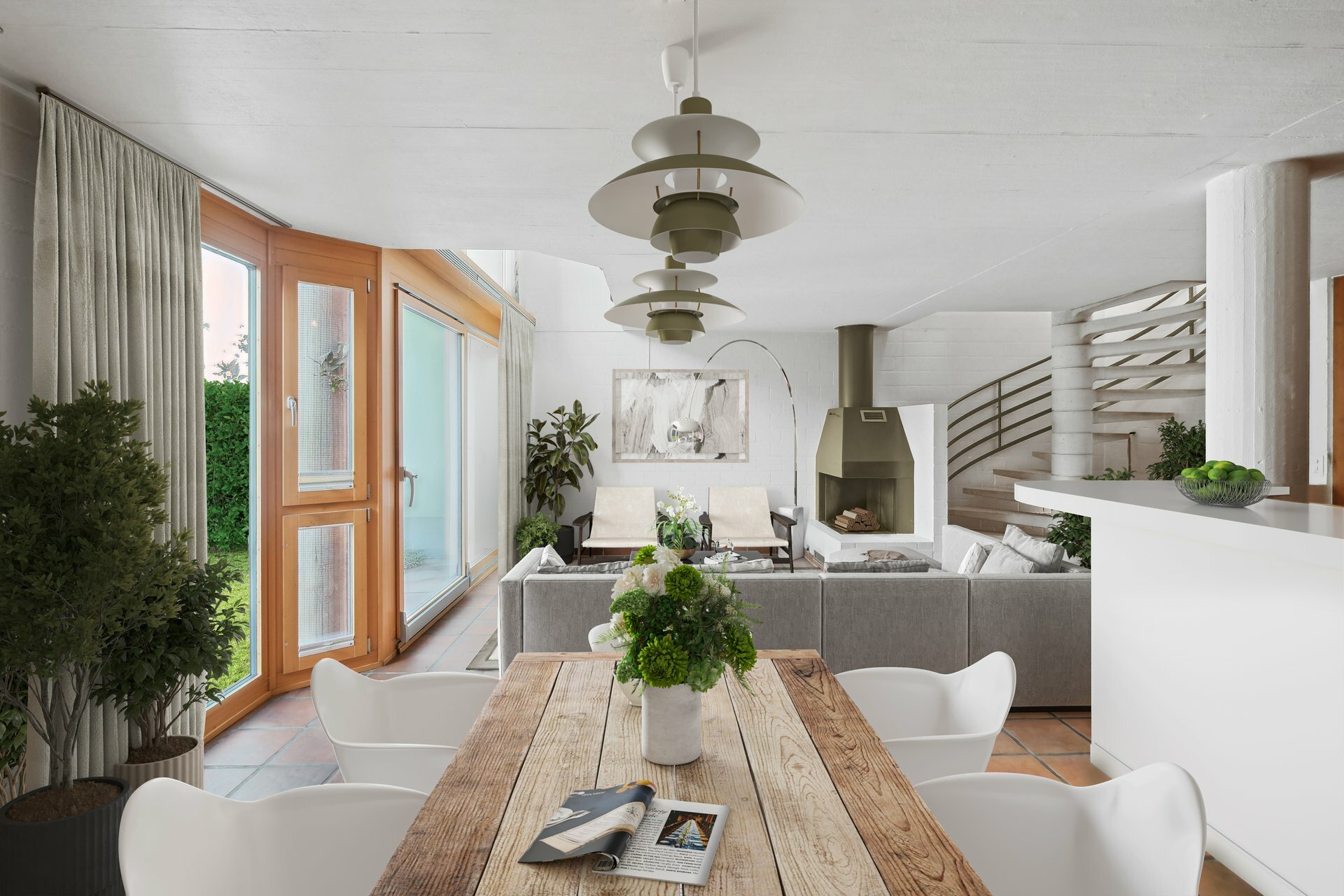 Offenes Wohnen mit Kamin (Visualisation)