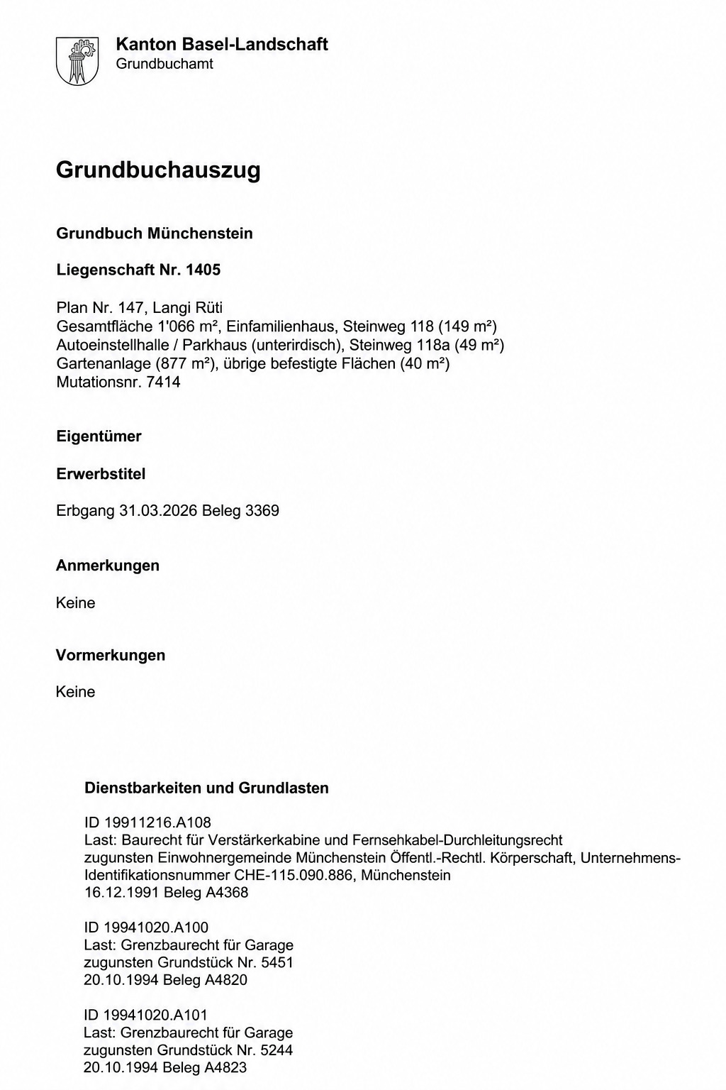 Grundbuchauszug