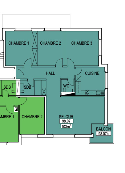 PPE 98-07 : 4,5 pces au 2ème étage