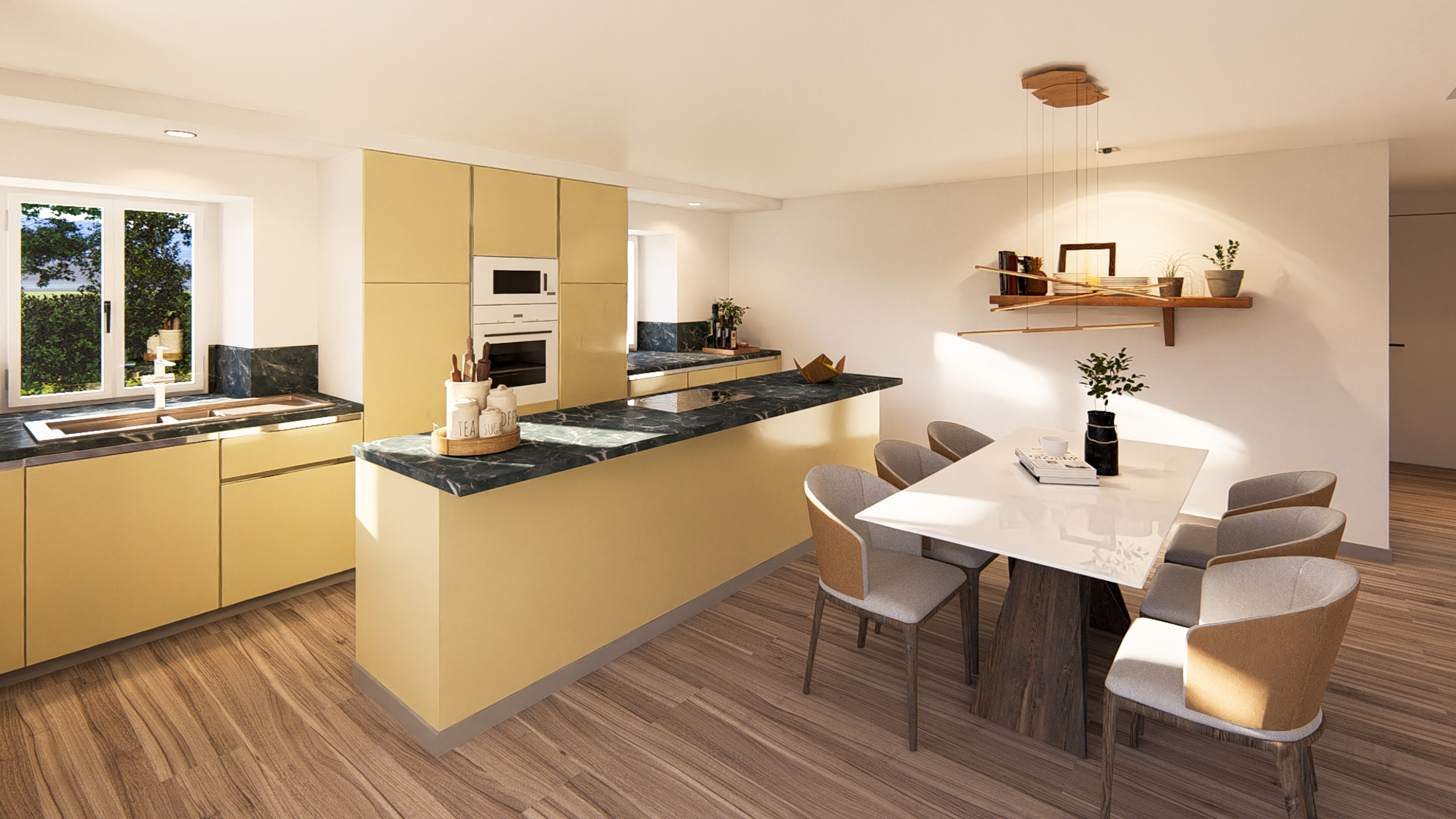 Projet immobilier à Villarimboud avec 2 maisons Domespace à vendre : la cuisine ouverte.