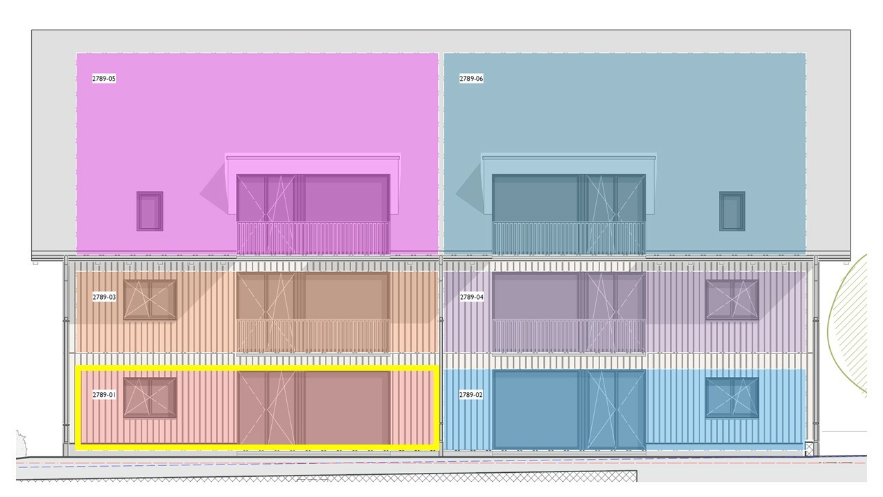 Garten-Wohnung Nr. 1 gelb markiert
