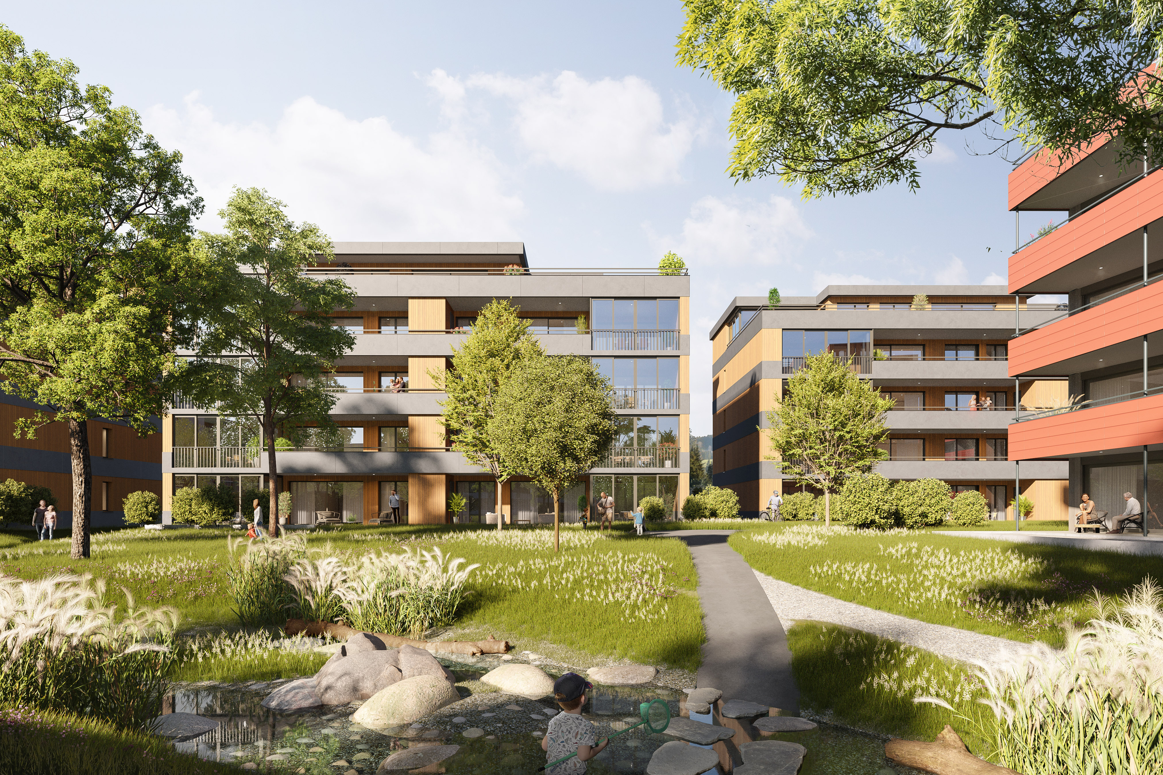 Blick in den Park von jeder Wohnung aus