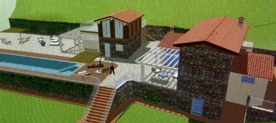 Vorderfront der gesamten Immobilie mit Zugang über die Treppe zu oberen Aussenbereich Vorderfront der gesamten Immobilie mit Zugang über die Treppe zu oberen Aussenbereich