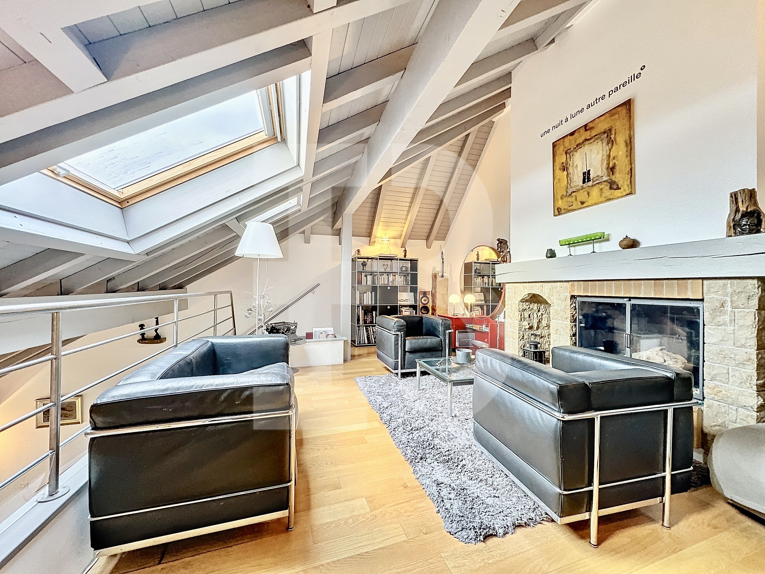 salon avec cheminée - vide sur séjour