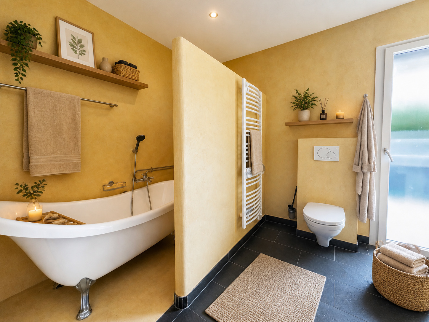 Salle de bains avec baignoire 