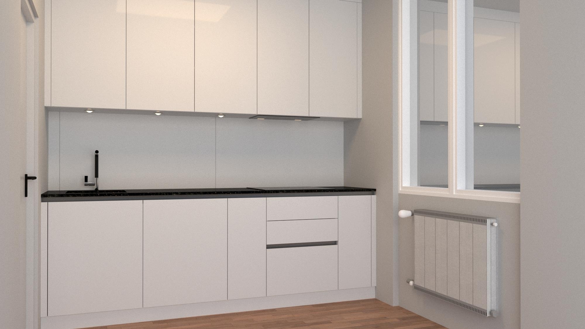 white kitchen cabinets with sliding doors in a modern apartment white kitchen cabinets with sliding doors in a modern apartment