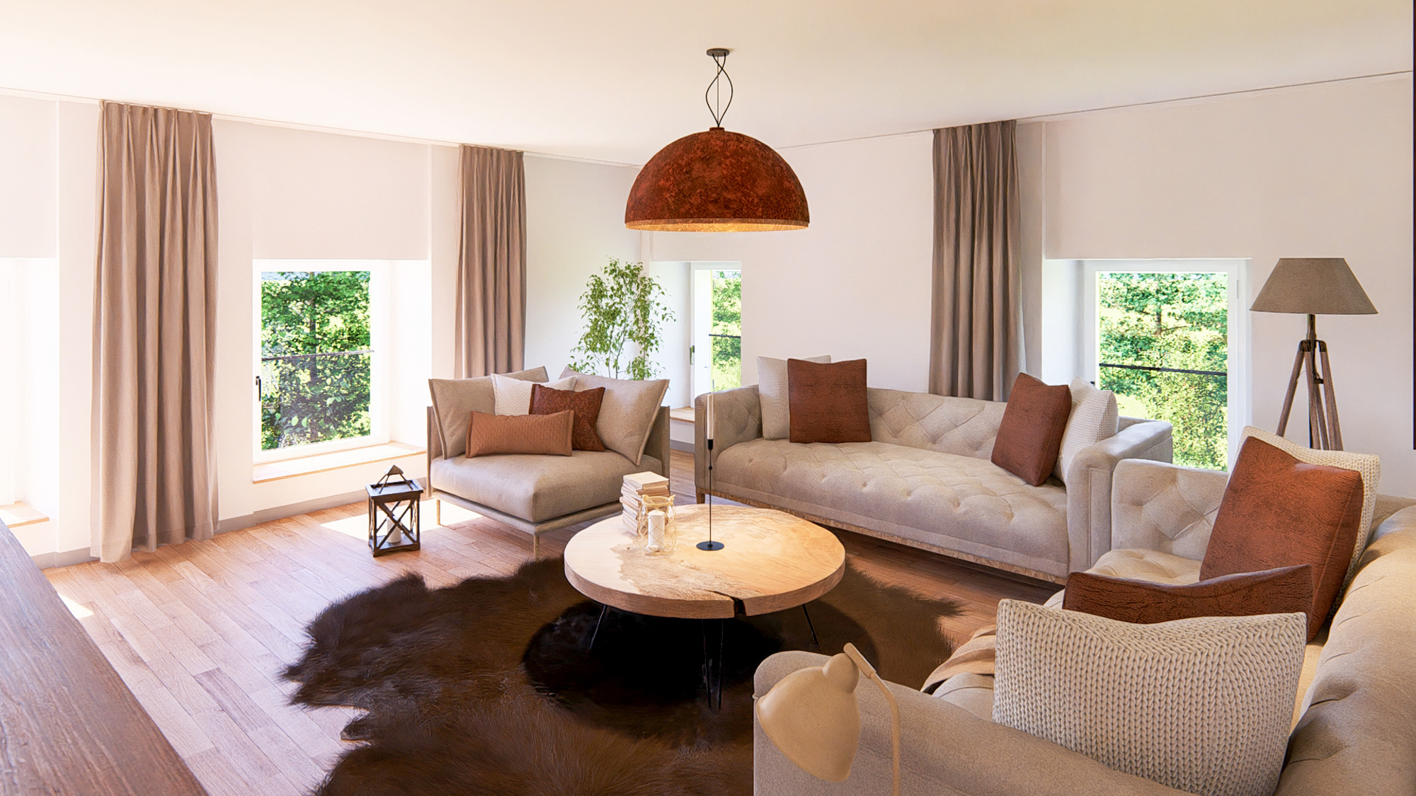 Projet immobilier à Villarimboud avec 2 maisons Domespace à vendre : le salon.