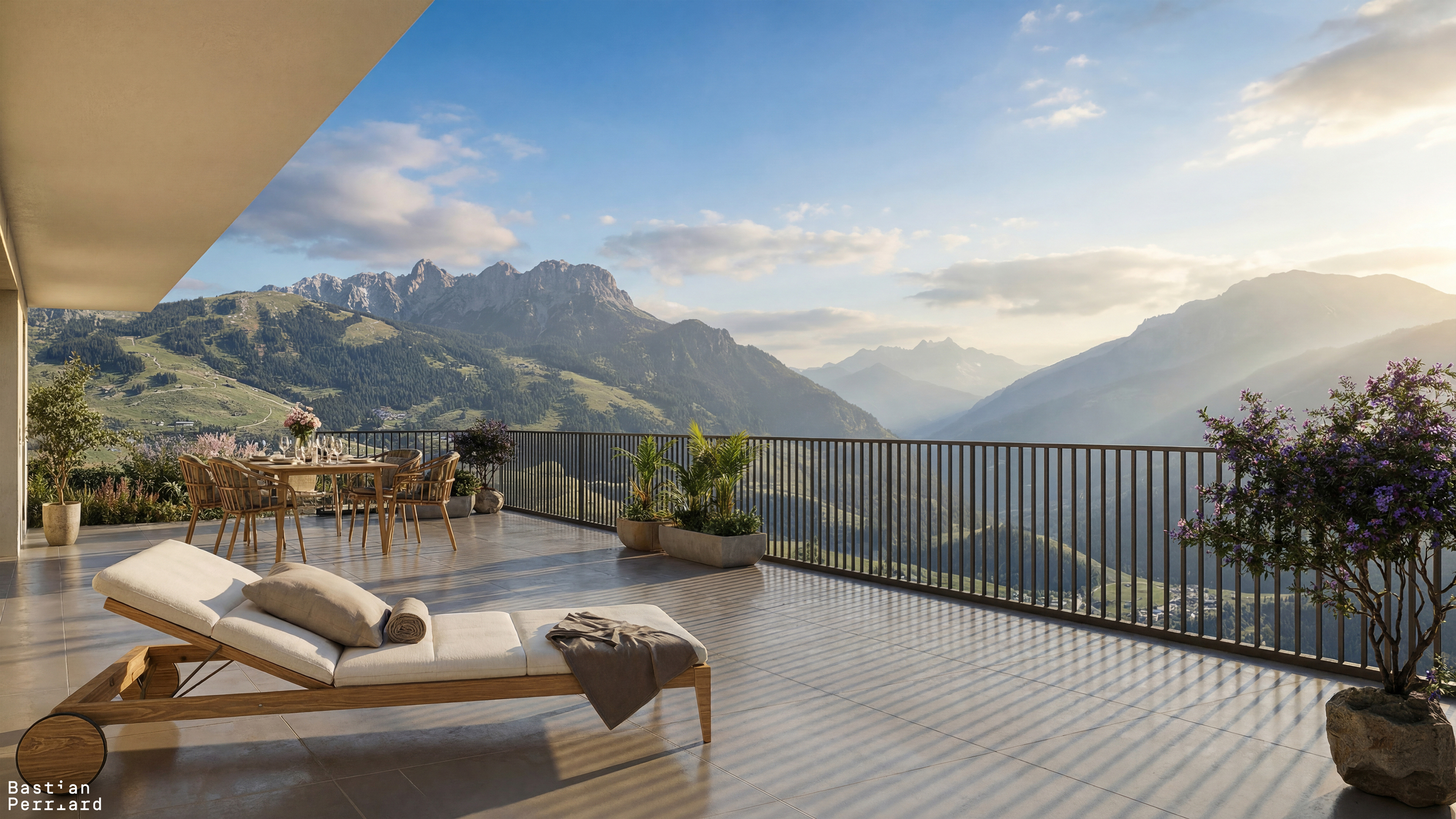 Image de synthèse terrasse rez de chaussée du 3.5 pcs