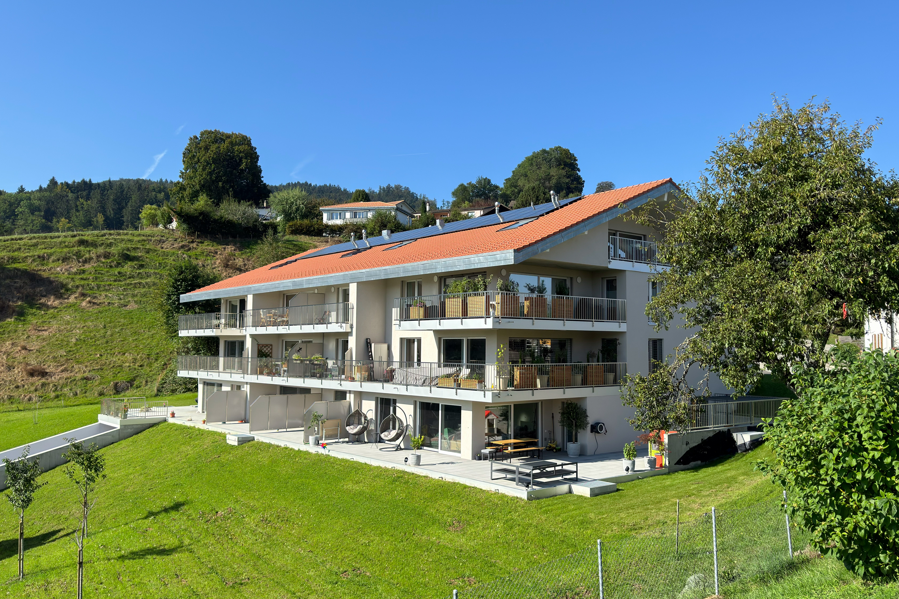 Projet immobilier à Granges Veveyse avec 12 appartements : l'extérieur.