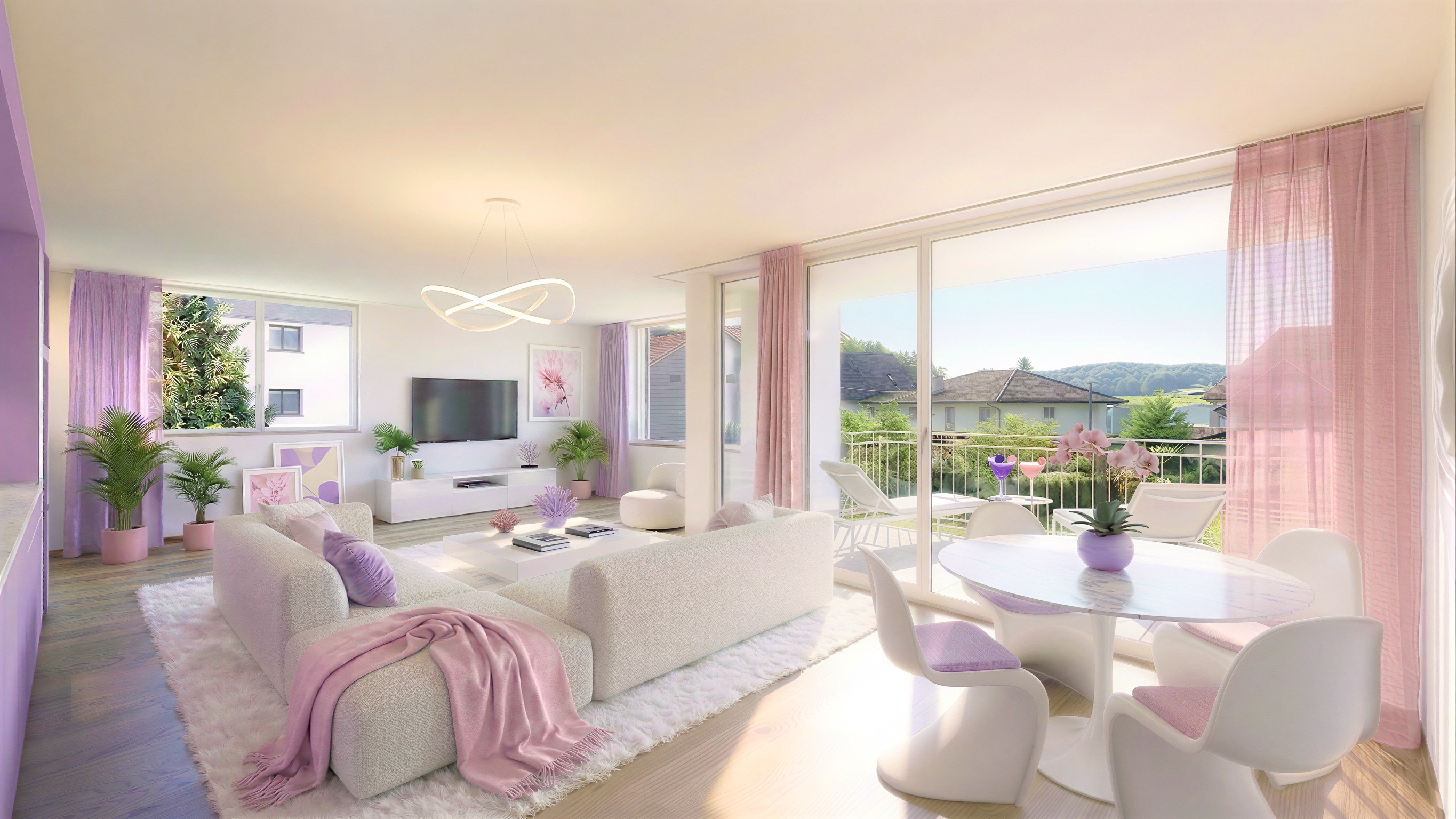 Appartements neufs à vendre à Siviriez : salon.