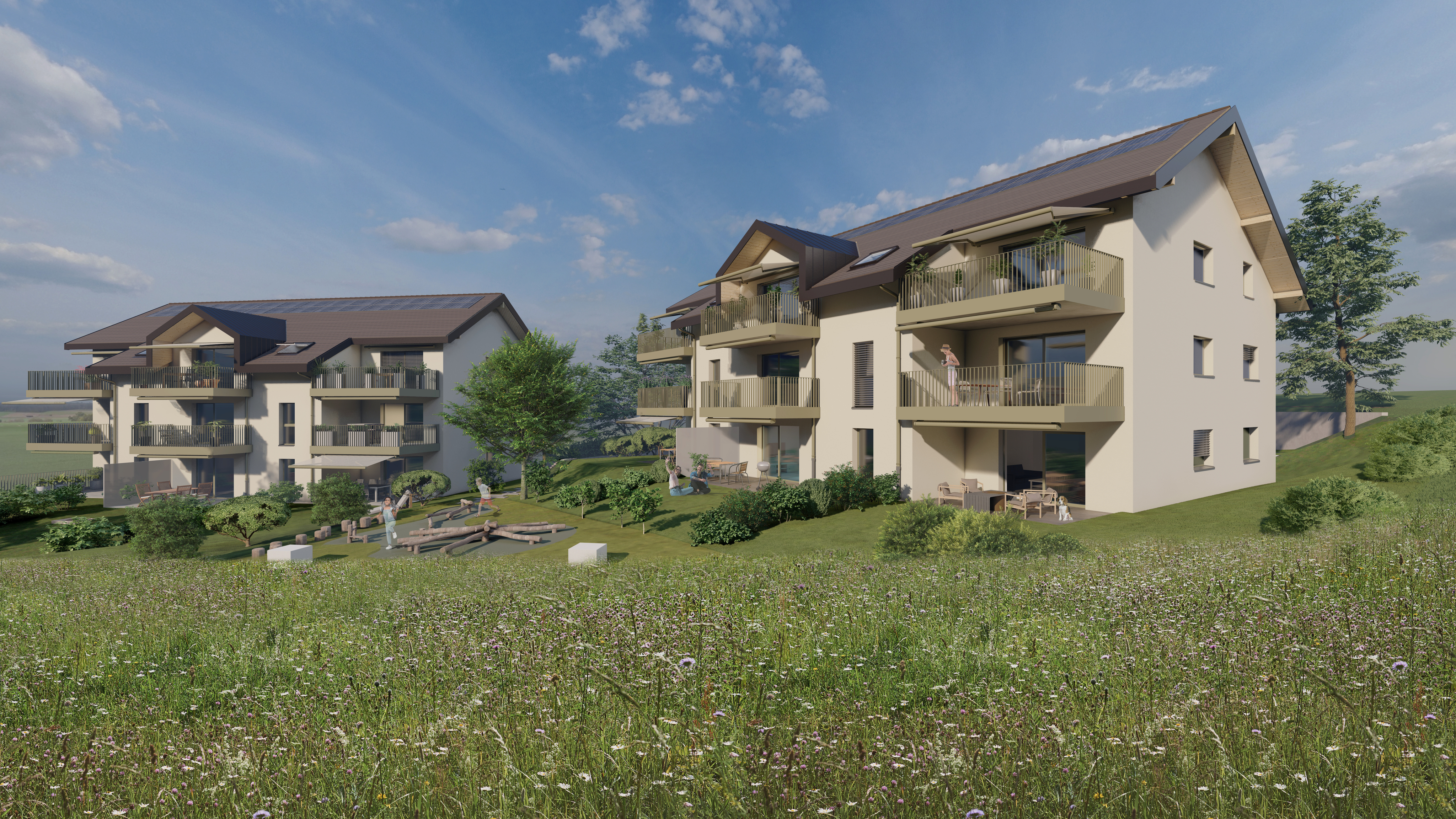 Essertines-sur-Yverdon -  Bâtiment A à gauche et bâtiment B à droite