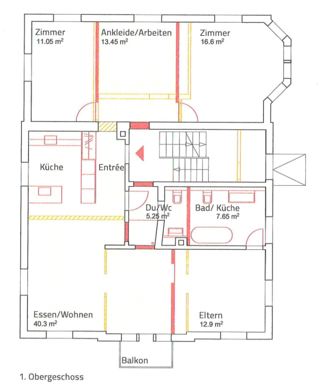Grundrissplan 4.5-Zimmer-Wohnung