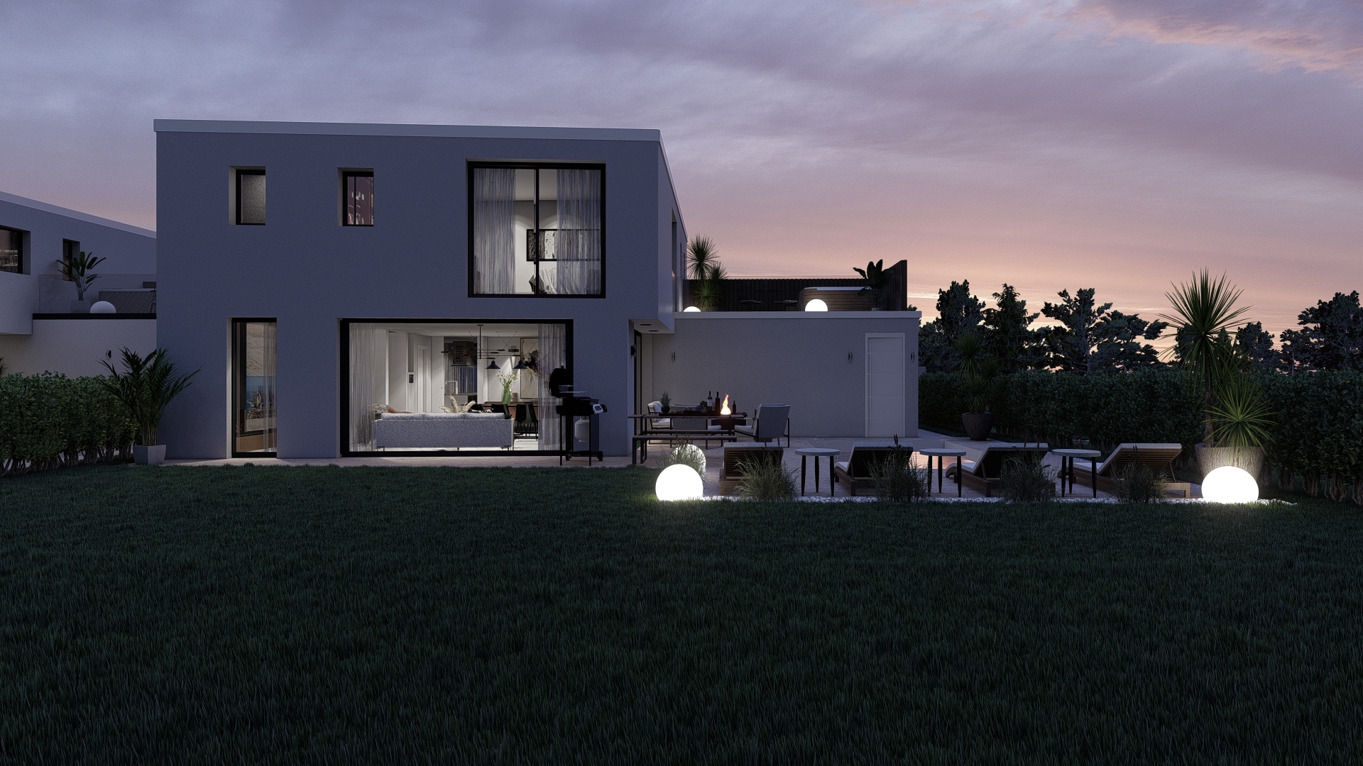 Villa A avec vue début de soirée