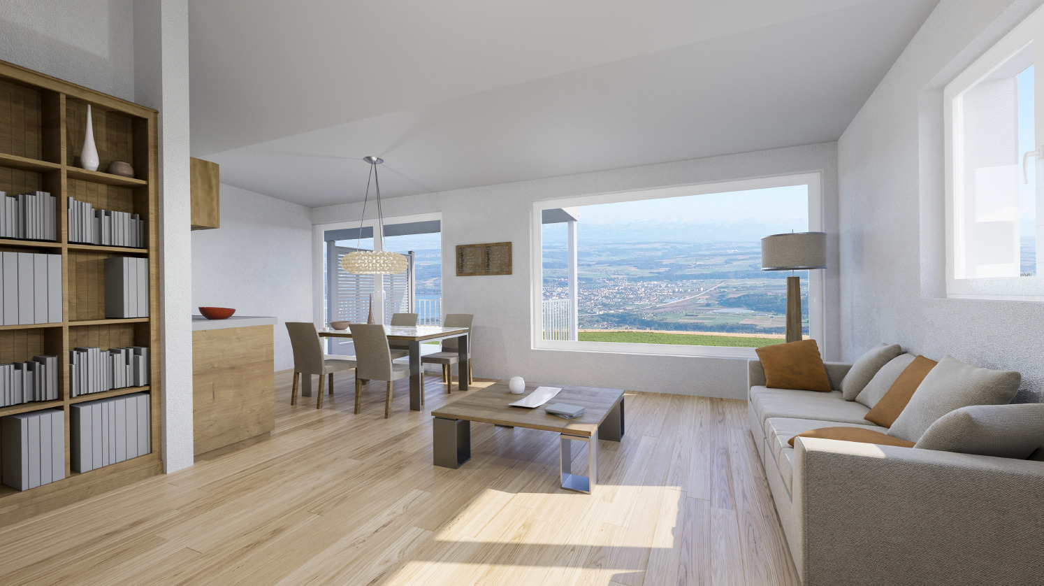 Exemple d'agencement intérieur dans les combles (image de synthèse)