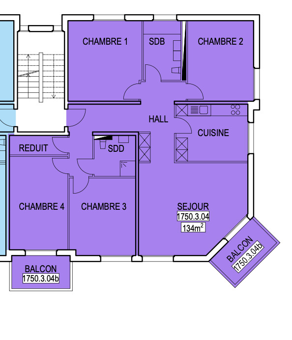 5,5 pces de 134 m2 deux balcons