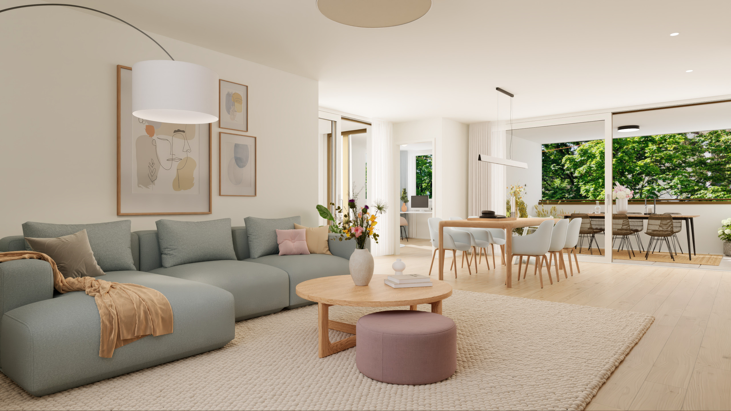 Offener, lichtdurchfluteter Wohn- und Essbereich Offener, lichtdurchfluteter Wohn- und Essbereich