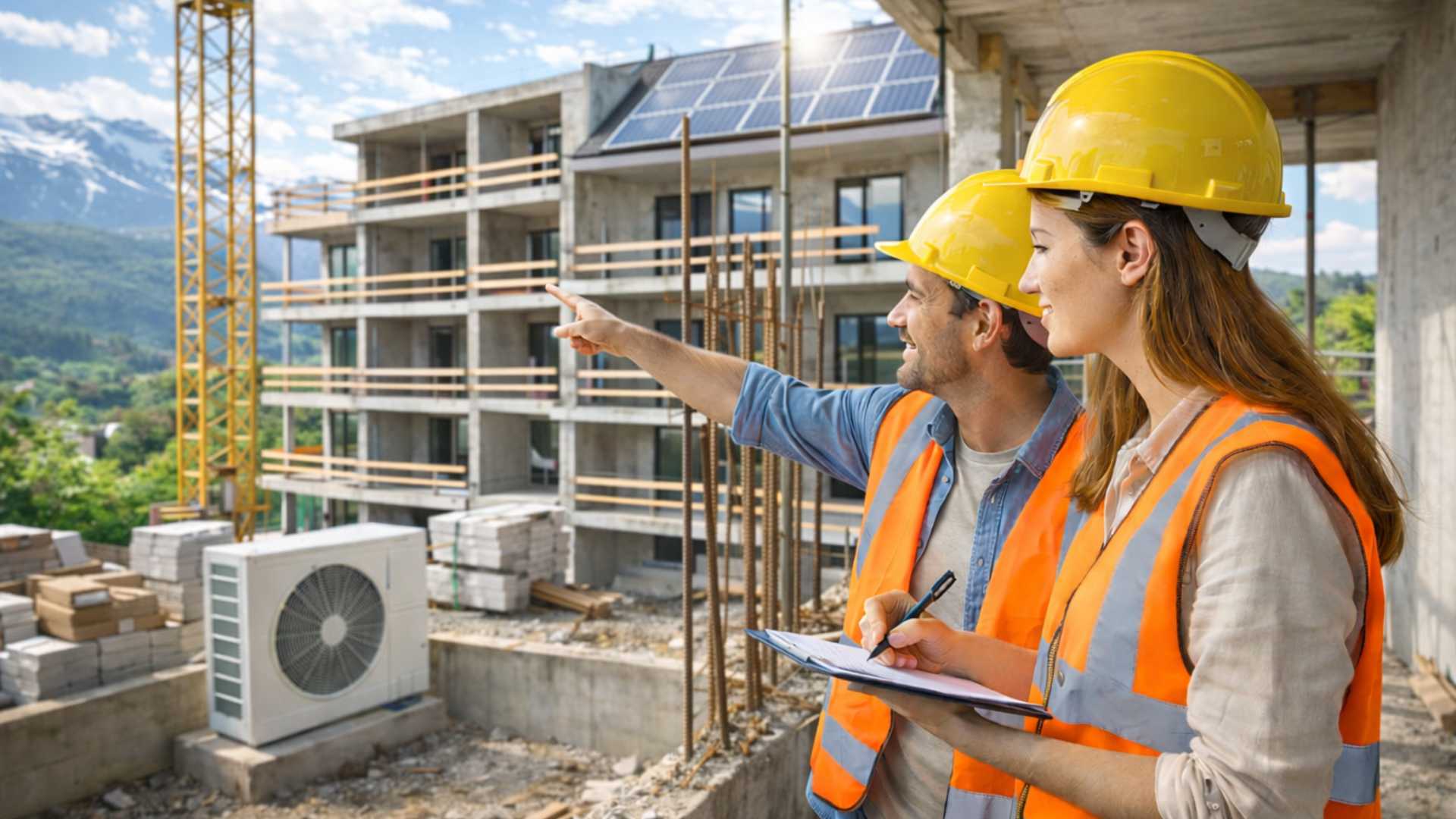 Des travailleurs dans le chantier. 