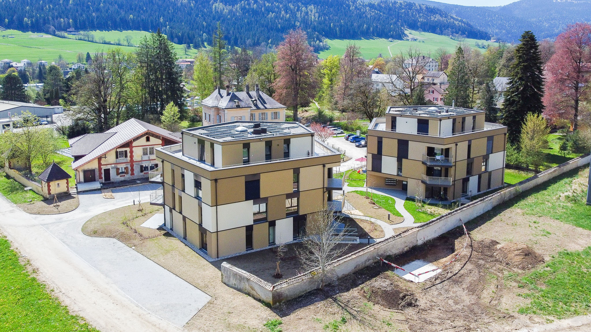 Vue sur les bâtiments A et B