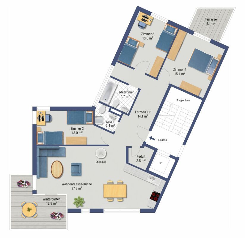 Grundrissplan von der Wohnung