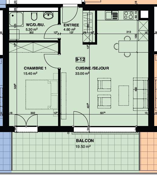 Plan du 2½ pces - 9-12 Plan du 2½ pces - 9-12
