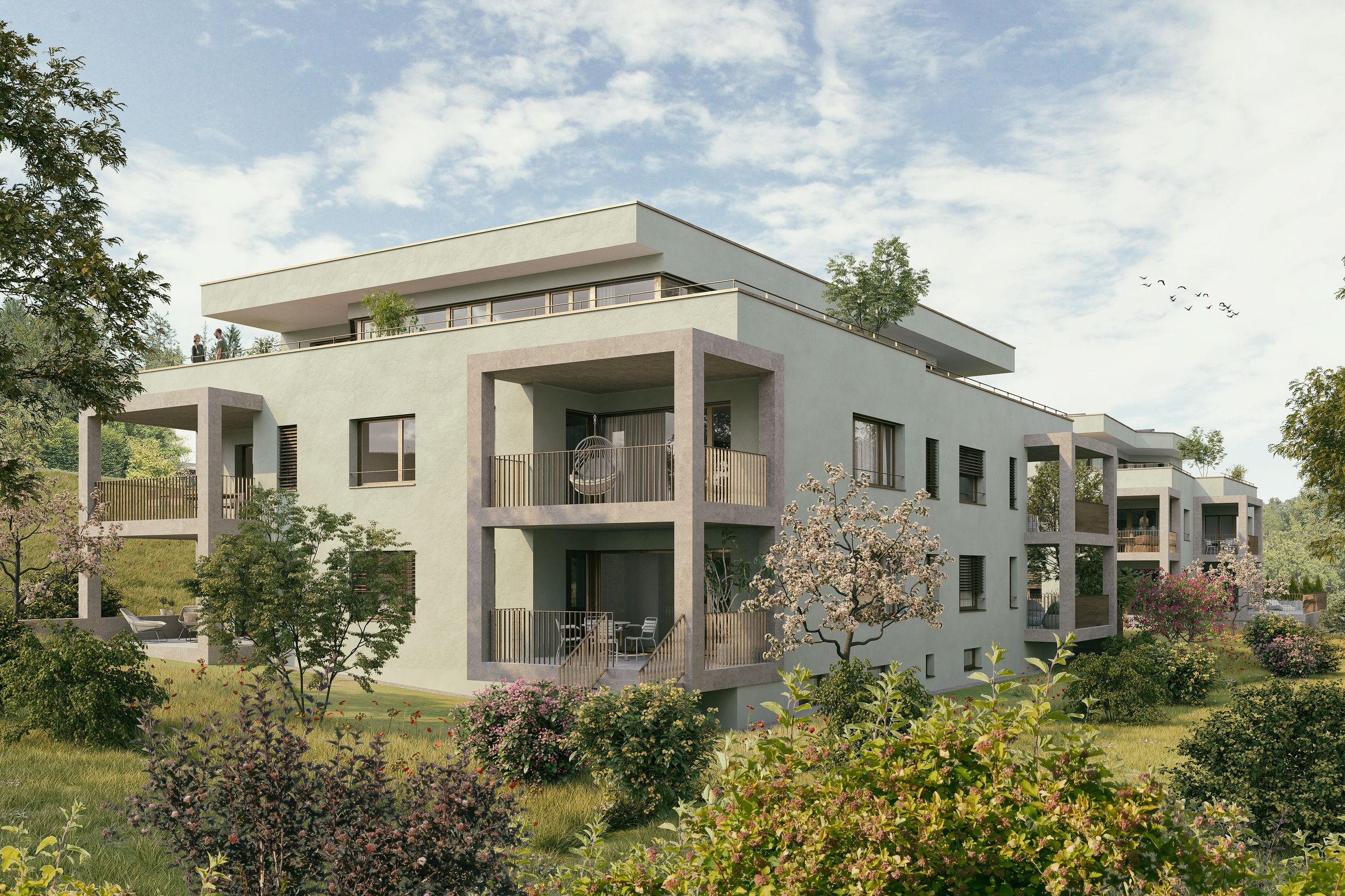 Aussenansicht im Looggarten Münchenstein Aussenansicht im Looggarten Münchenstein