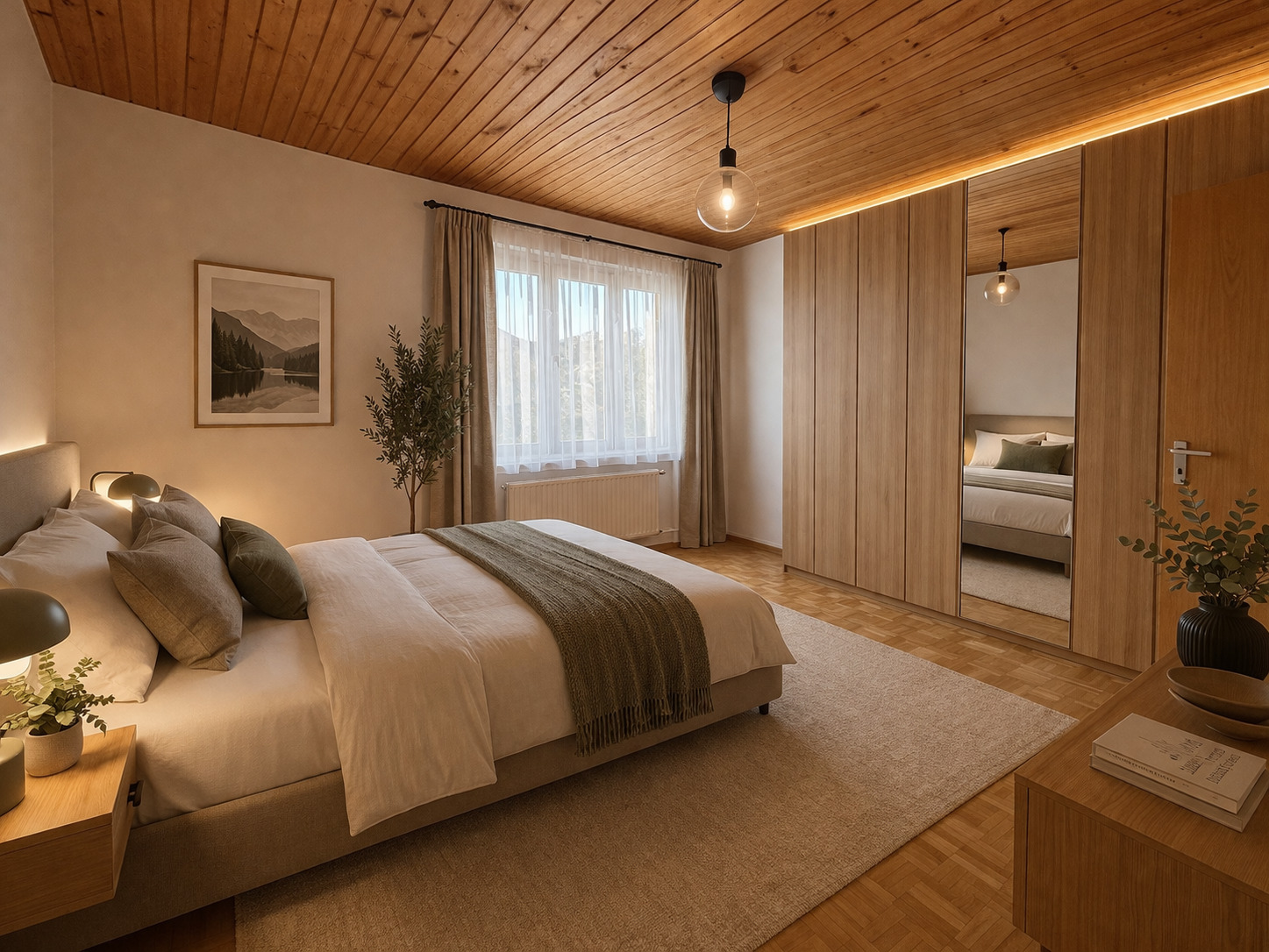 Visualisation de la chambre à coucher à l'étage supérieur