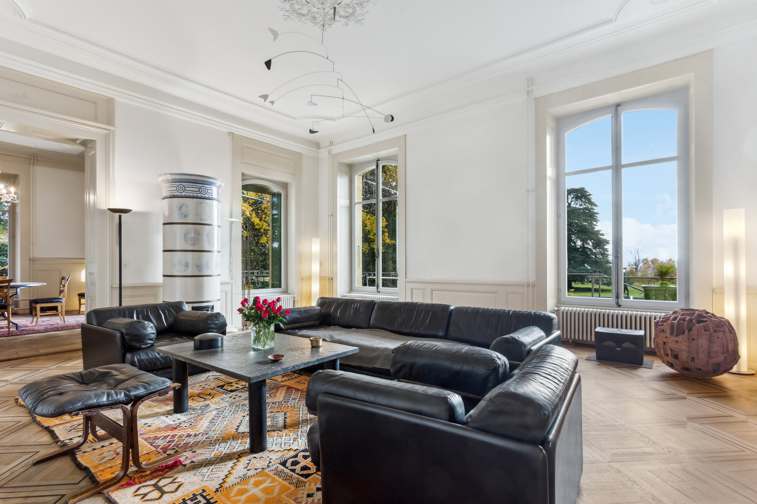 Living room with fireplace and wood-burning stove Living room with fireplace and wood-burning stove