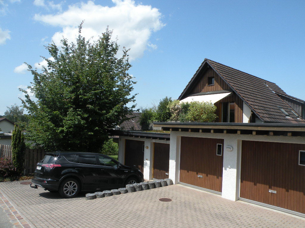 Zufahrt mit Garage links