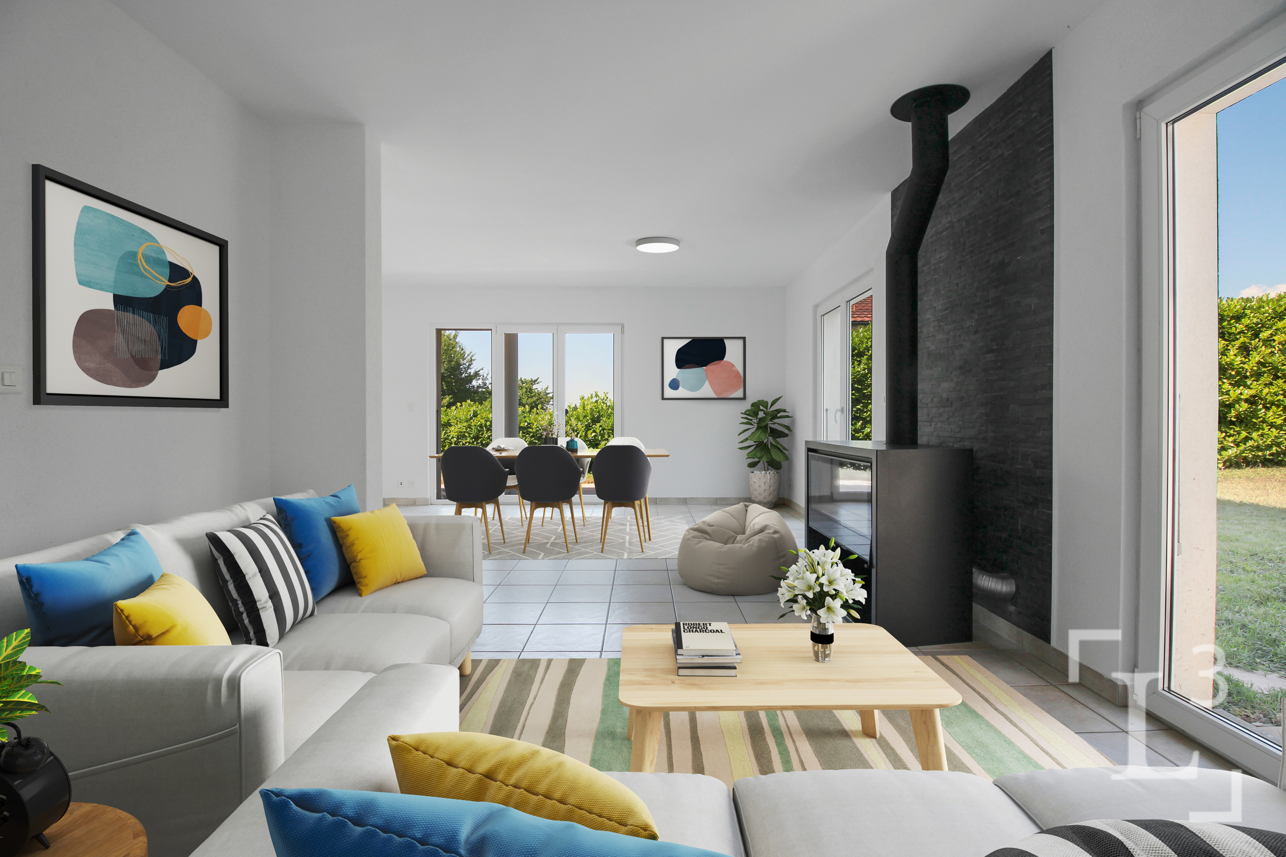 Séjour avec cheminée