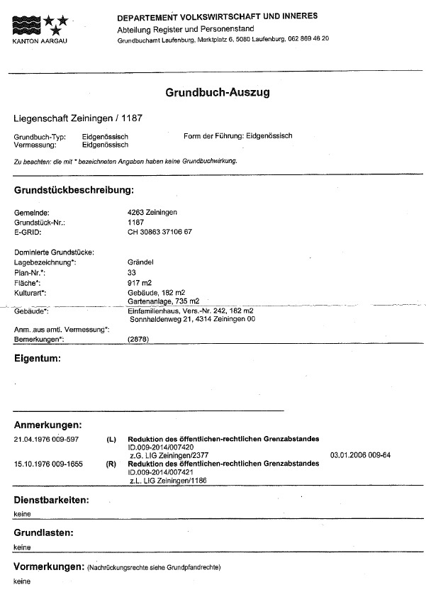 Grundbuchauszug
