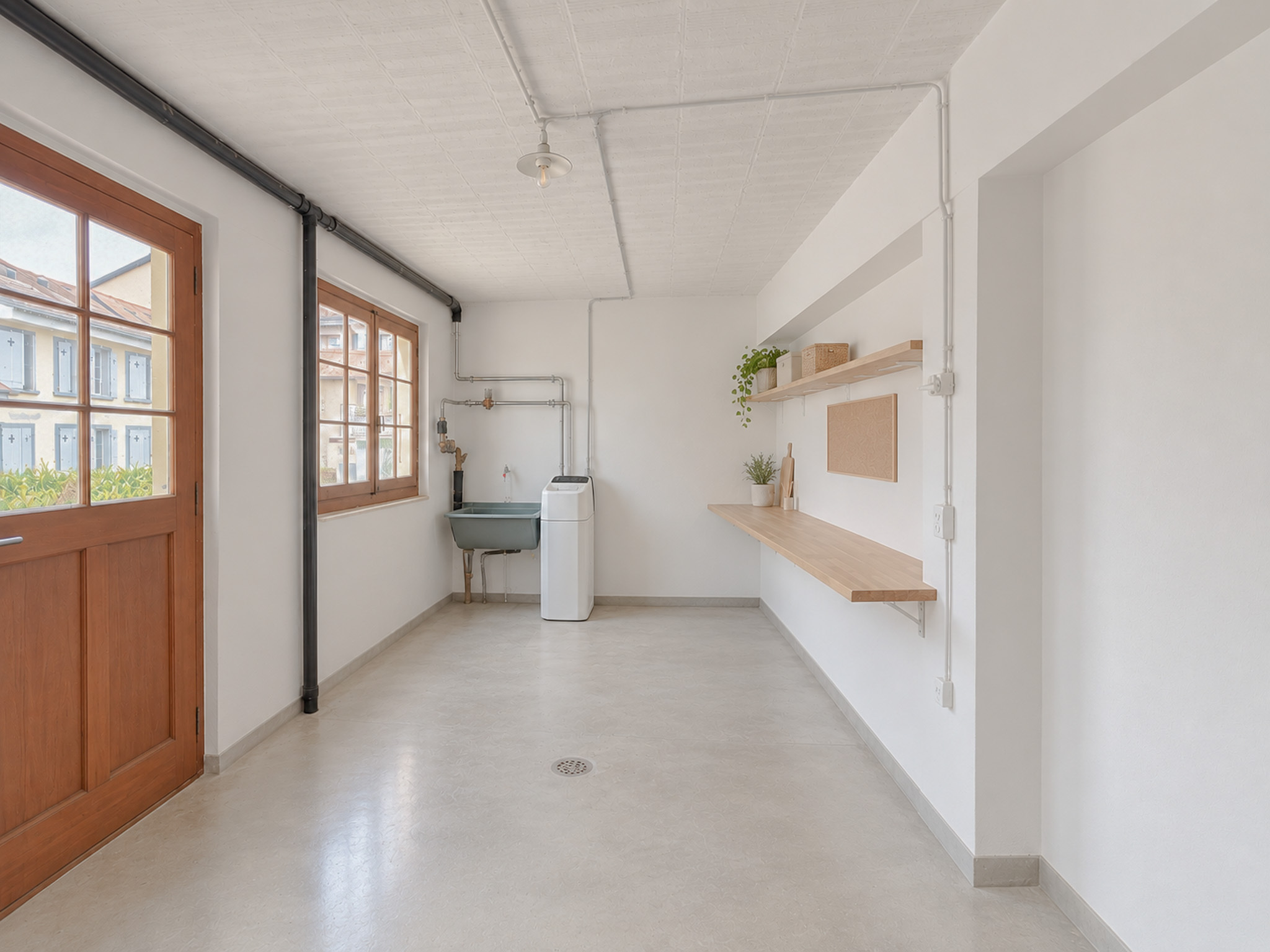 Rez - buanderie avec accès direct à l'extérieur